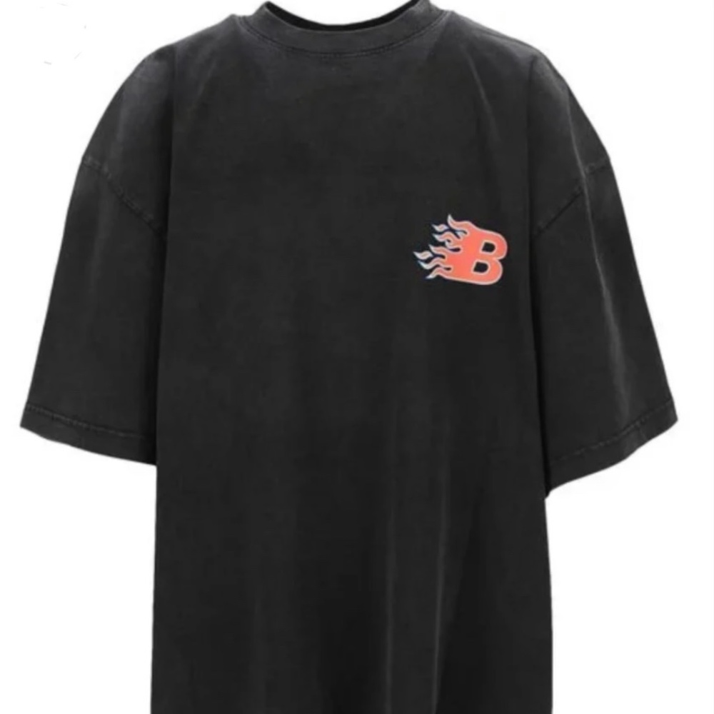 Baleciaga Washed Black Flame T- Shirt